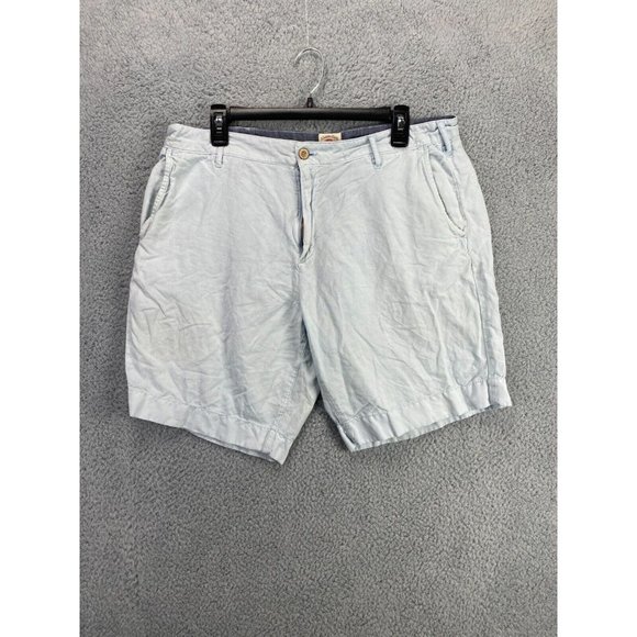 Faherty Other - Faherty Shorts Mens 34 Light Blue Linen Blend Lightweight Khaki Chino Flat Front